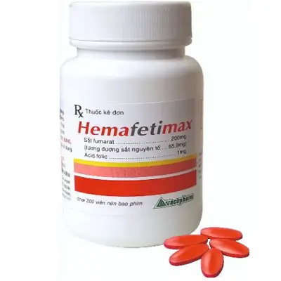 Hemafetimax Vacopharm – Thuốc bổ sung sắt và acid folic (Chai 200 viên)